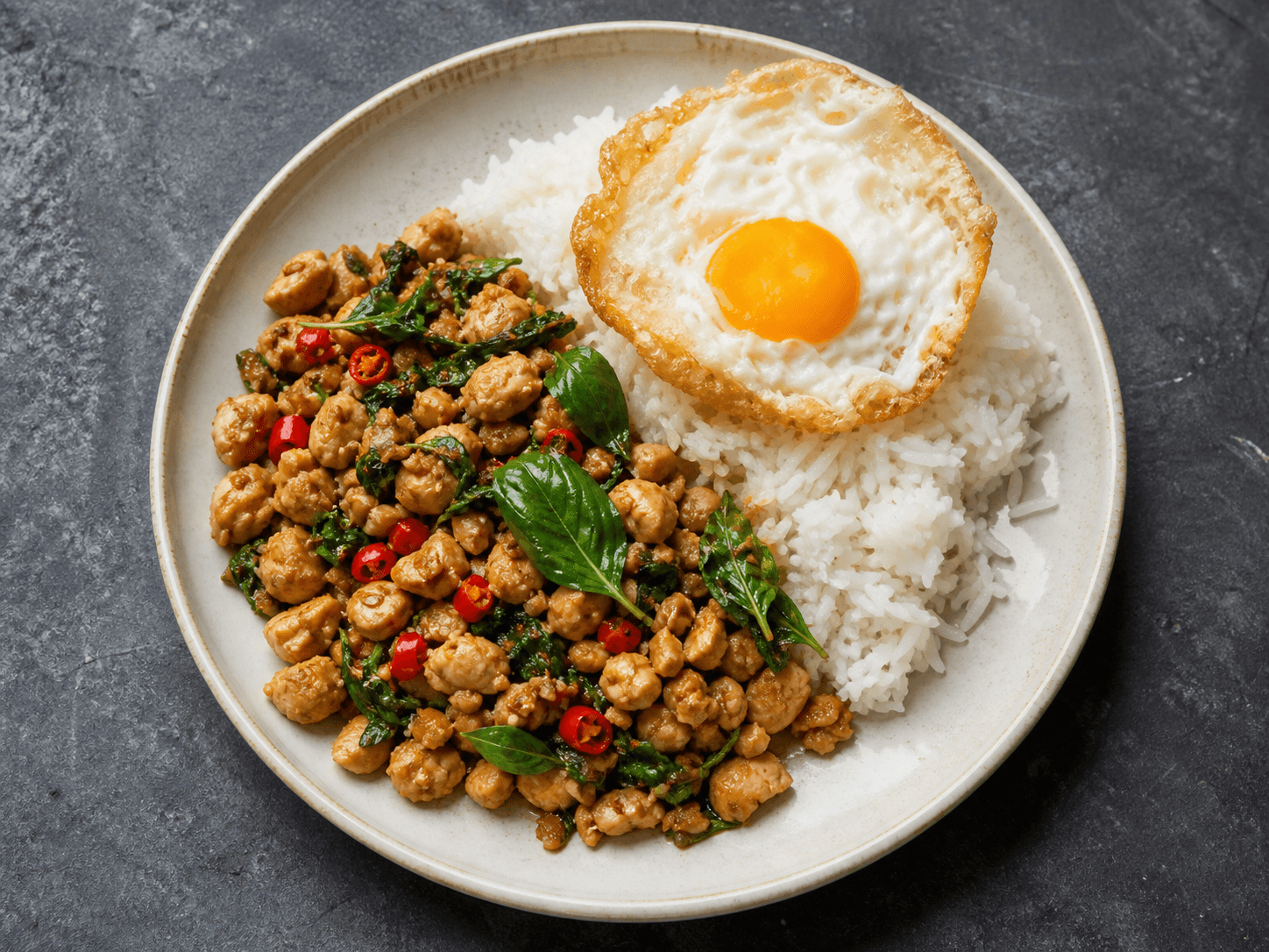 ข้าวกะเพราไก่ไข่ดาว